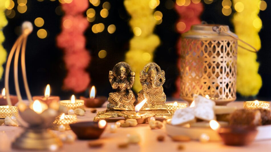 candles and decorations for Diwali festivities in India