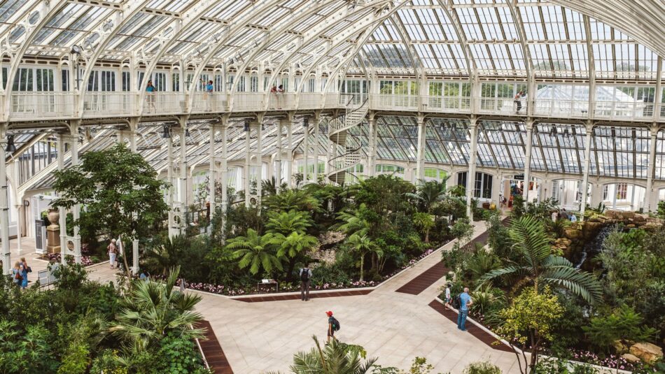 inside the greenhouses of Kew Gardens in London, UK