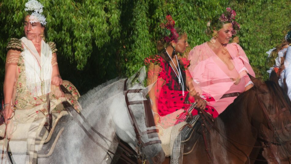 women and horses during Feria in Spain