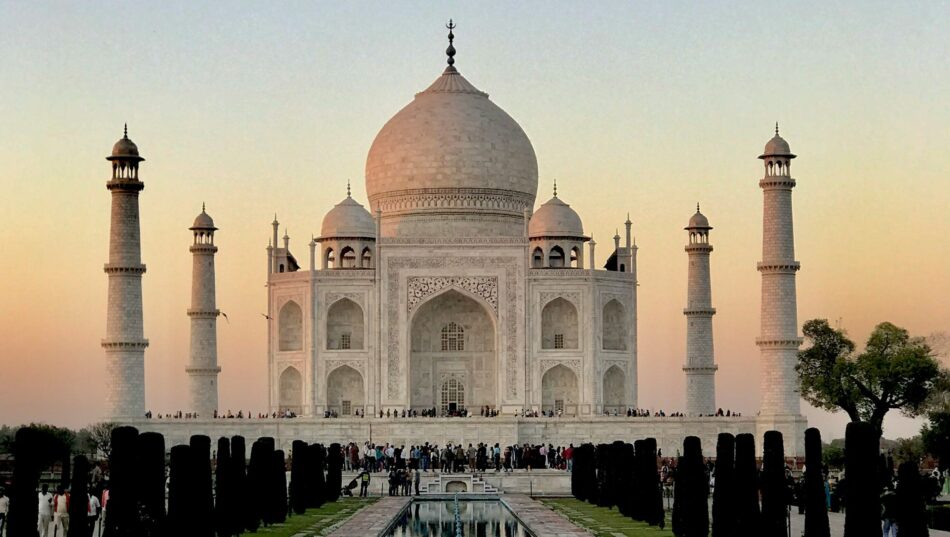sunset views of the Taj Mahal in India