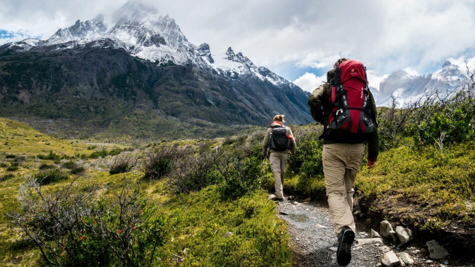 people hiking in the mountains of Patagonia