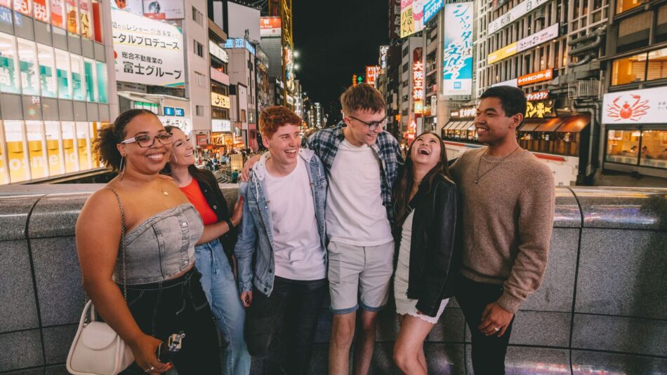 Contiki travellers in Dotonbori in Osaka