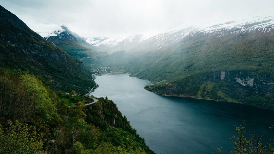 moody fjords with fog in Norway