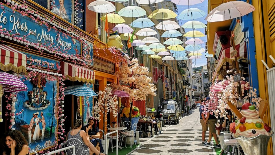 Psiri street full of art and quirky cafés in Athens