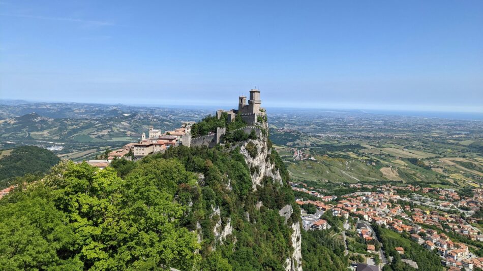 Cliff views of San Marino in Italy