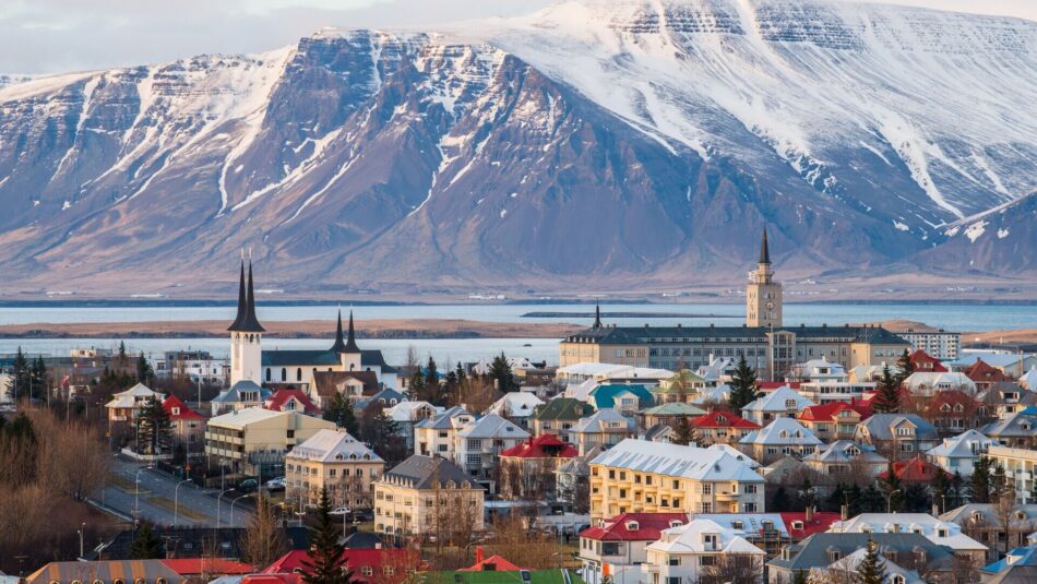 views of Reykjavik, Iceland's snowy capital city