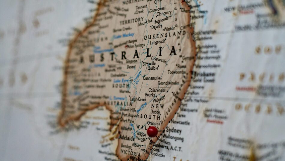 map of Australia on a vintage paper