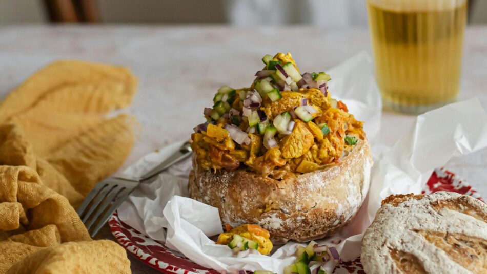 bunny chow, a south african curry dish